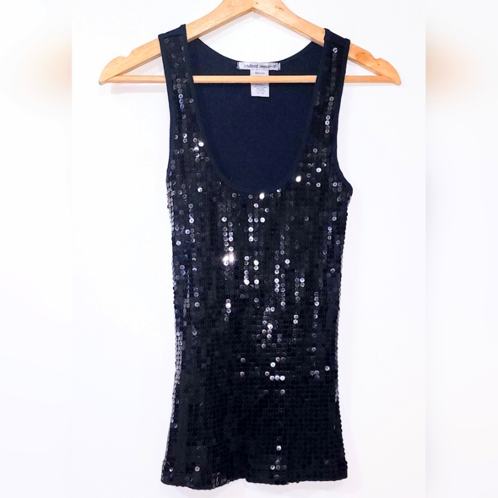 INSTANT ROMANCE sizeM Black Sequined  Tanktop. Great Condition, dress-up or down
